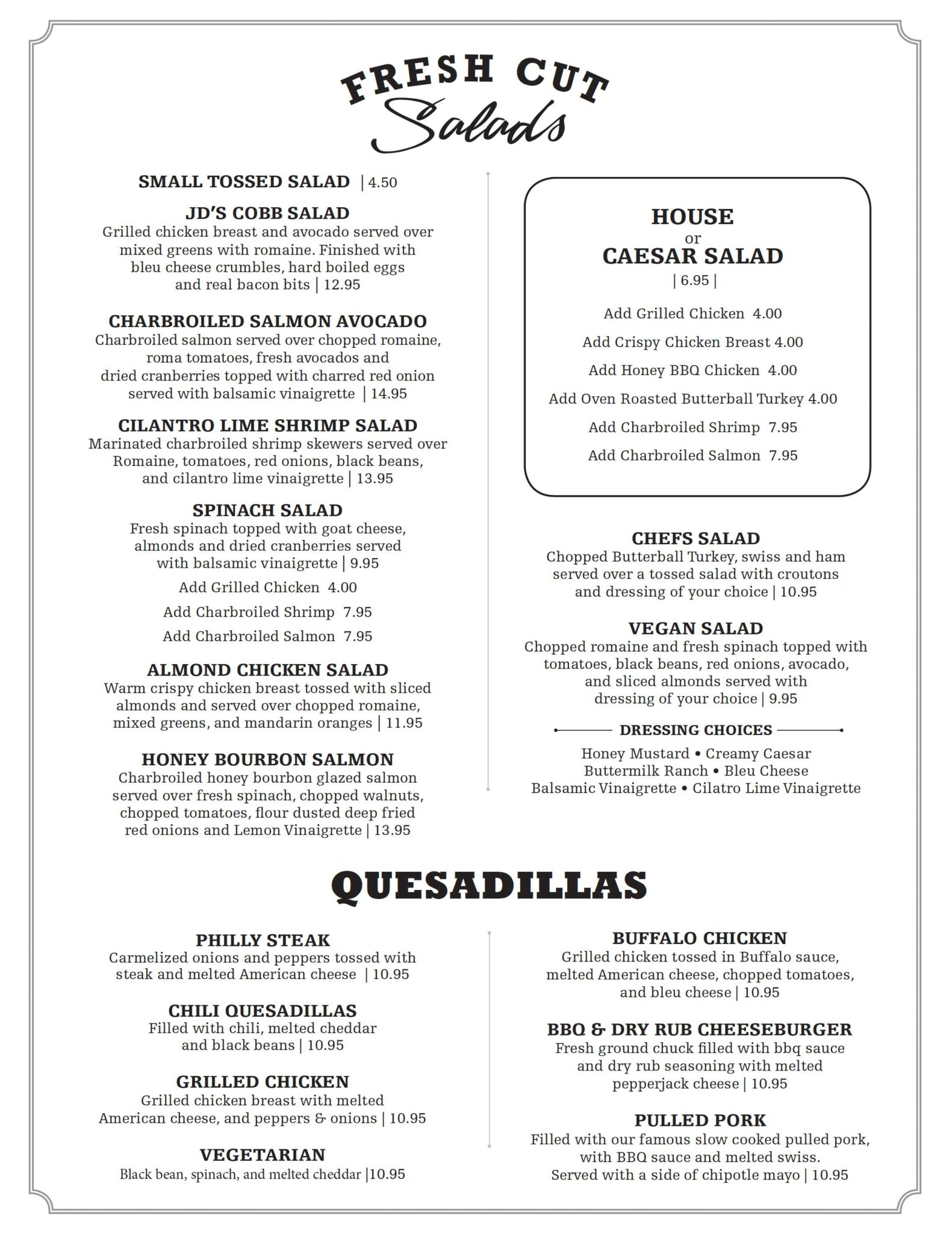 JD’s Pub Menu Best Burgers, Wings, Salads, and more