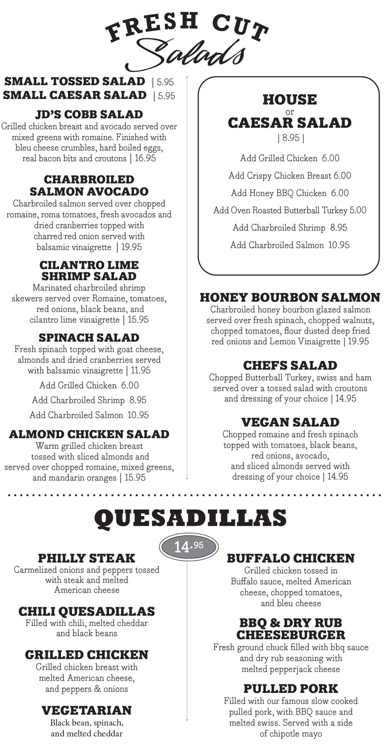 JDs Pub Brew Hooker Ave Salads, Quesadillas January 2026